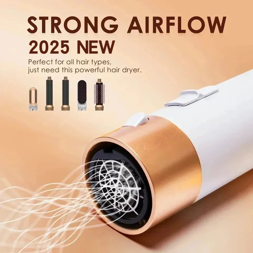 Modelador de cabelo 5 em 1 de baixo ruído, modelador profissional de cachos, alisamento e secagem de cabelos, escovas de ar quente de 1000 W