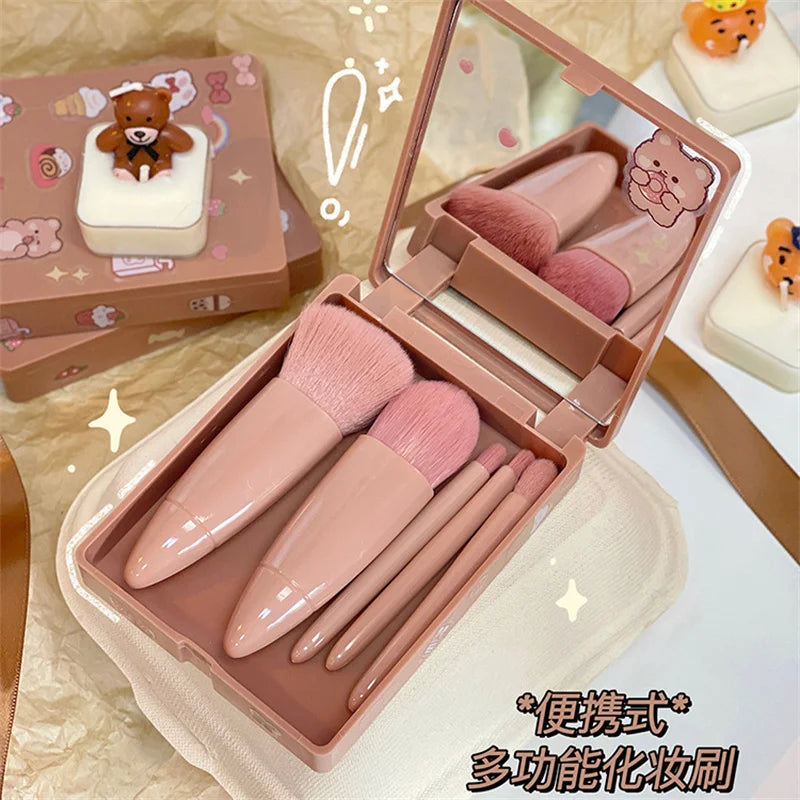 KITS 5 Pçs Pincéis De Maquiagem com Espelho