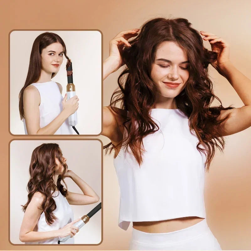 Modelador de cabelo 5 em 1 de baixo ruído, modelador profissional de cachos, alisamento e secagem de cabelos, escovas de ar quente de 1000 W