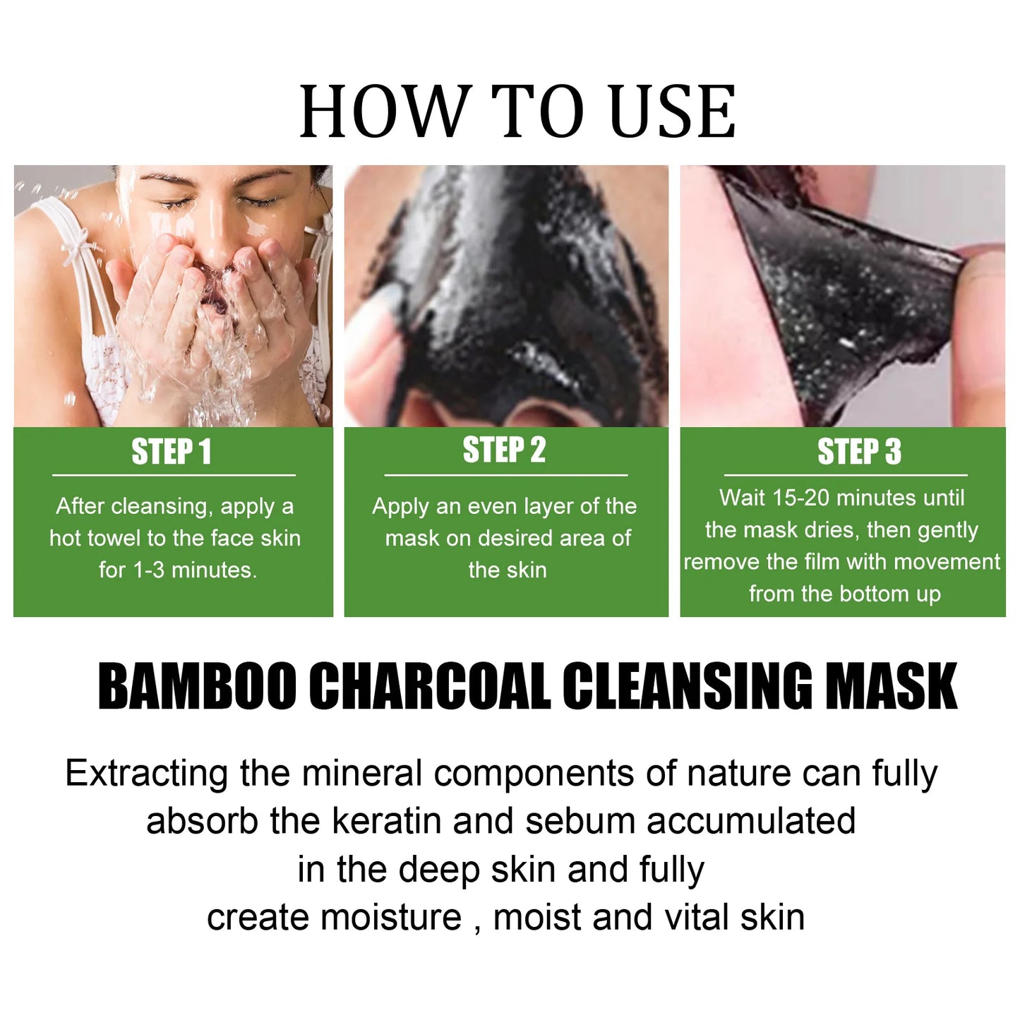 MASCARA REMOVEDORA DE CRAVO DE CARVÃO DE BAMBU