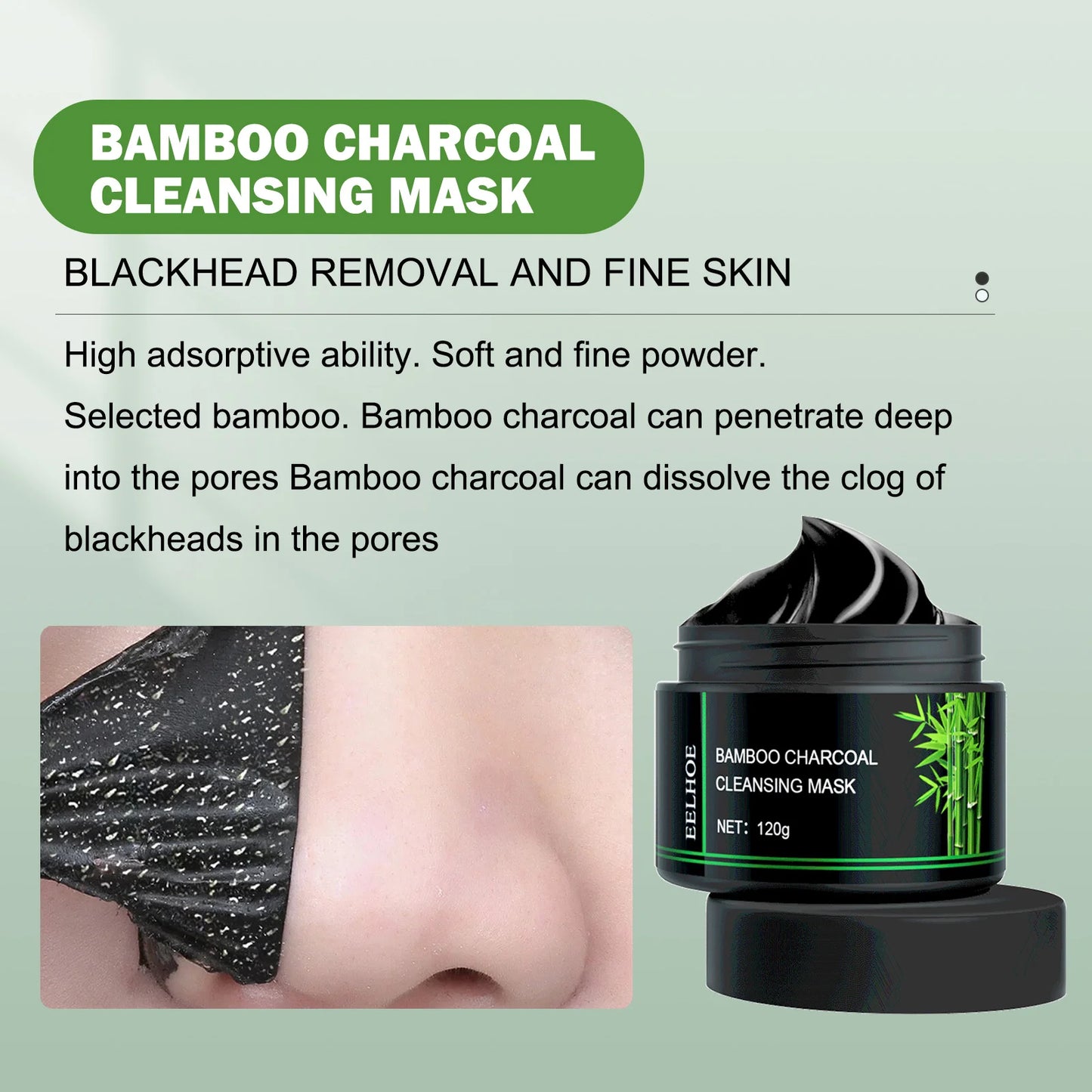 MASCARA REMOVEDORA DE CRAVO DE CARVÃO DE BAMBU