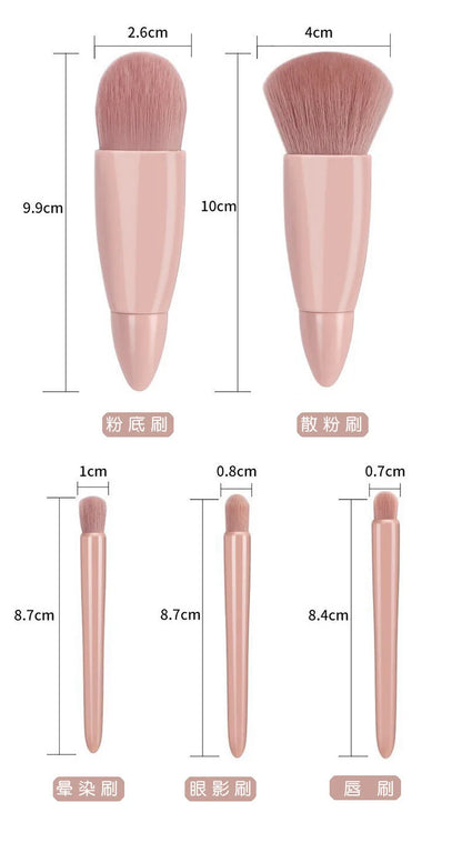 KITS 5 Pçs Pincéis De Maquiagem com Espelho